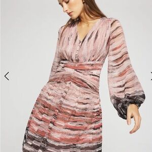 White House Black Market Pink and Black Long Sleeve Dress